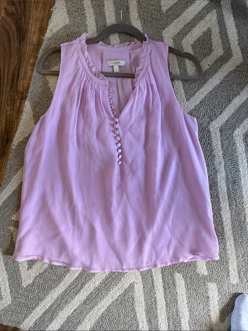 Joie Pastel Lilac Sleeveless Ruffle-Trim Button Placket Camisole